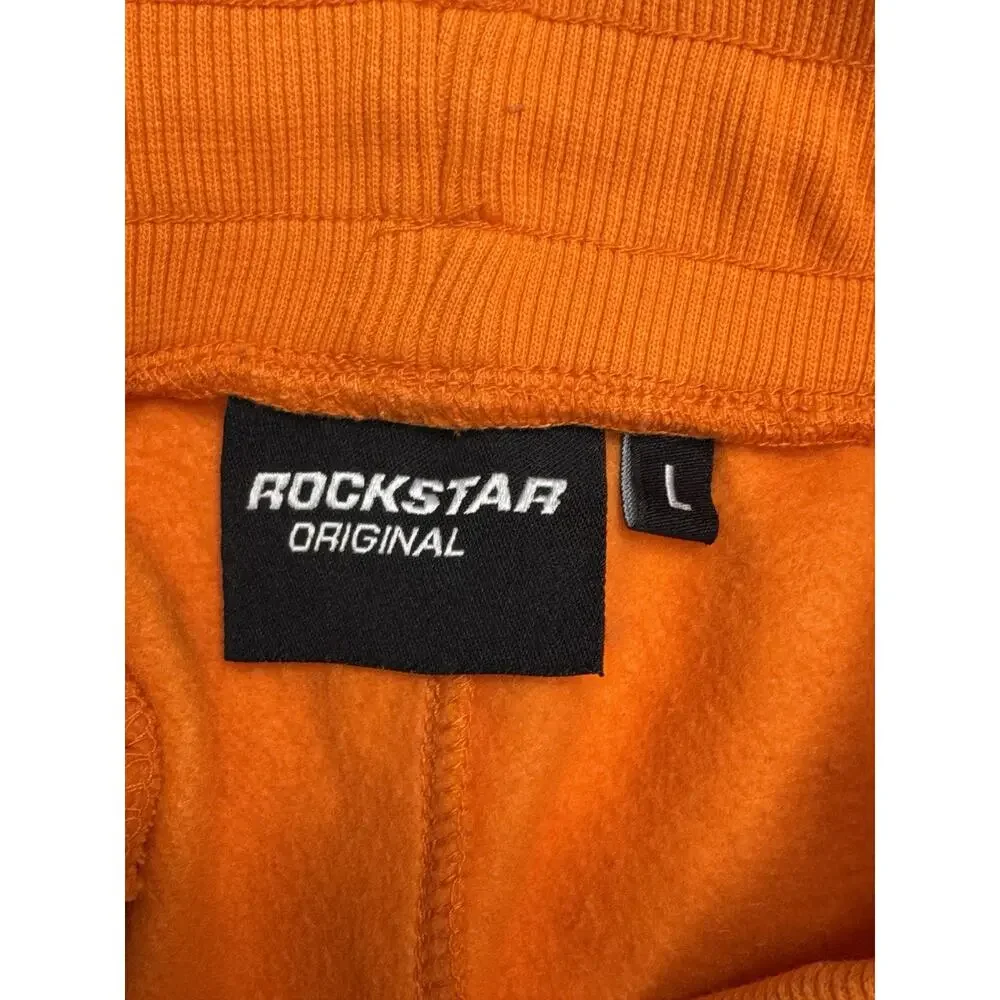 Rockstar Original Mens L Orange Flame Graphic Flare Sweatpants Streetwear